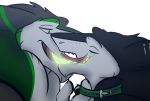  anthro anthro_on_anthro black_fur blue_eyes claws collar duo eyes_closed french_kissing fur gix_nightstalker glowing glowing_tongue jixter kissing multicolored_fur piercing sergal side_view teeth thorsten tongue tongue_out two_tone_fur white_fur 