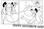  2016 anthro big_breasts breasts busty_bird cleavage clothed clothing daughter eating eyes_closed eyewear feline female food glasses hug huge_breasts hyper hyper_breasts jaeh mammal mature_female monochrome mother mother_and_daughter parent tanya_bellacrow tiger tongue tongue_out 