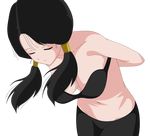  1girl closed_mouth eyes_closed leaning_forward standing undressing videl 