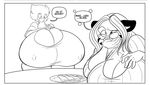  2016 anthro big_breasts breasts busty_bird cleavage clothed clothing daughter disgusted duo eating eyewear feline female food glasses huge_breasts hyper hyper_breasts jaeh mammal mature_female mother mother_and_daughter parent tacos tanya_bellacrow thick_thighs tiger voluptuous wide_hips 