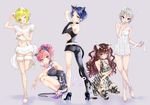  :3 ;3 ;p ahoge animal_ears ankle_ribbon arm_tattoo ass backless_dress backless_outfit bare_shoulders barefoot black_choker black_dress black_eyes black_gloves blonde_hair blue_eyes blue_hair blush boots bow breasts brown_hair cat_ears cat_tail choker cleavage collarbone commentary_request crescent crescent_earrings dress earrings elbow_gloves eyelashes fake_animal_ears fingerless_gloves fishnet_pantyhose fishnets from_side full_body fur fur_collar fur_trim gloves green_eyes grey_background grey_hair hair_bow halterneck hayami_kanade high_heels ichinose_shiki idolmaster idolmaster_cinderella_girls jewelry jougasaki_mika large_breasts lipps_(idolmaster) looking_at_viewer looking_back midriff mismatched_gloves miyabi_akino miyamoto_frederica multiple_girls nail_polish navel one_eye_closed panties pantyhose paw_pose pink_hair purple_footwear purple_nails ribbon see-through shiny shiny_clothes shiny_hair shiomi_shuuko short_dress short_hair simple_background single_elbow_glove smile squatting standing standing_on_one_leg tail tattoo thigh_boots thighhighs tongue tongue_out tribal_tattoo two_side_up underboob underwear white_dress white_panties white_ribbon yellow_eyes zettai_ryouiki 