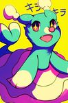  2016 blue_eyes brionne cute female feral honrupi looking_at_viewer mammal marine nintendo open_mouth pink_eyes pinniped pok&eacute;mon pok&eacute;mon_(species) simple_background solo text video_games yellow_background 