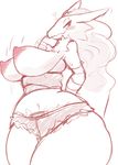 &lt;3 2016 absurd_res anthro avian big_breasts blaziken blush breasts clothing female hi_res huge_breasts imago_ic monochrome nintendo nipples pok&eacute;mon pok&eacute;mon_(species) smile solo standing thick_thighs video_games voluptuous wide_hips 