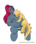  alphys belly big_belly big_breasts breasts eye_patch eyewear fish hair lizard marine marmalade-draws-bellies muscular nipples pregnant red_hair reptile scalie undertale undyne video_games 