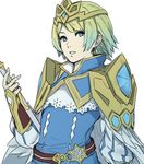  blonde_hair blue_eyes blue_hair crown earrings fire_emblem fire_emblem_heroes fjorm_(fire_emblem_heroes) gradient gradient_hair jewelry kamu_(kamuuei) looking_at_viewer multicolored_hair short_hair simple_background smile solo white_background 