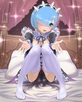  censored cleavage maid pierre_norano pussy re_zero_kara_hajimeru_isekai_seikatsu rem_(re_zero) thighhighs 