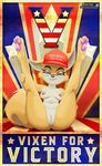  absurd_res anthro anus areola big_butt black_nose breasts butt canine edit eyewear female fourth_of_july fox glasses hi_res legs_up looking_at_viewer lt._fox_vixen maga_hat make_america_great_again mammal naughty_face navel nipples plump_labia poster presenting presenting_pussy pussy seductive sek_studios smile spread_legs spreading squirrel_and_hedgehog thick_thighs wastedtimeee wide_hips 