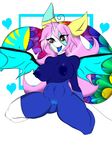  &lt;3 blue_tongue breasts dragon equine erzabloodred female fish hair hair_over_eye horn mammal marine multicolored_tail navel open_mouth pink_hair shark solo stitches undead unicorn wide_hips wings zombie 