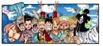  3girls 6boys black_hair franky monkey_d_luffy multiple_boys multiple_girls nami_(one_piece) nico_robin one_piece reindeer roronoa_zoro sanji skeleton tony_tony_chopper usopp 