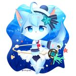  1girl artist_request blue_hair bluee_eyes cat cat_busters character_request furry smile solo 