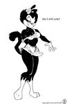  animaniacs anthro areola bedroom_eyes black_and_white breasts clothing dot_warner fatalis_(artist) female gloves half-closed_eyes invalid_tag looking_at_viewer mammal monochrome off_shoulder raised_tail seductive simple_background skirt text warner_brothers 