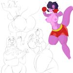  big_breasts big_butt black_hair boss_monster boxing_gloves breasts butt clothed clothing english_text eyelashes eyes_closed female gastropod hair lizard long_ears multiple_images nipple_bulge nipples open_mouth open_smile reptile scalie smile snail sound_effects text thick_thighs tinder topless toriel undertale video_games wide_hips 