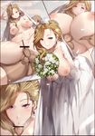  1girl :&gt;= agovitch anal asymmetrical_bangs azur_lane bangs bar_censor blonde_hair blue_eyes border bouquet breast_grab breasts breasts_apart breasts_outside bridal_veil censored closed_mouth commentary_request cowgirl_position deep_skin detached_sleeves dress earrings erection fellatio flower grabbing hair_over_shoulder hetero hood_(azur_lane) jewelry large_breasts leaf leaning_forward long_hair looking_at_viewer maple_leaf multiple_views navel necklace nipples nude oral paizuri pearl_necklace penis petals puffy_nipples pussy sex smile spread_legs straddling testicles veil wedding_dress 