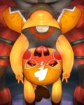  abdominal_bulge blush clothing female incineroar male male/female nintendo pants penetration pikachu pok&eacute;mon pok&eacute;mon_(species) shirt solo_focus syuro tongue upside_down v_sign vaginal vaginal_penetration video_games 