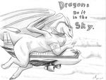  aircraft airplane armband beuwens-folder cloud condom dragon english_text eyewear female feral flying goggles hi_res horn humor looking_at_viewer macro reptile scalie scarf size_difference text tongue tongue_out western_dragon 
