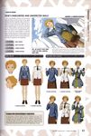  absurdres character_name character_sheet cloud freckles hair_ornament hairclip highres honjou_raita miniskirt multiple_views necktie non-web_source official_art open_mouth orange_hair rene_randall school_uniform senjou_no_valkyria senjou_no_valkyria_2 short_hair skirt sky variations 