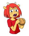  atlas9x_(artist) bovid burger caprine clothed clothing female food fur hair horn lammy_lamb mammal orange_fur parappa_the_rapper red_hair sheep shirt um_jammer_lammy video_games 