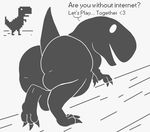  &lt;3 2017 alfa_quinto_(artist) ambiguous_gender big_butt butt claws digital_media_(artwork) dinosaur google google_chrome hi_res looking_at_viewer looking_back nude open_mouth reptile scalie simple_background smile solo text thick_thighs video_games white_background 