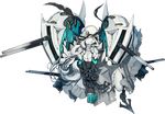  anchor breasts chain cleavage closed_mouth entombed_air_defense_guardian_hime full_body hood kantai_collection long_hair medium_breasts official_art one_eye_covered shinkaisei-kan shizuma_yoshinori solo torn_clothes transparent_background turret white_hair yellow_eyes 
