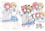  2girls :3 :d ;) animal_ears arm_hug artist_name blush cat_ears cat_tail chibi cropped_legs cutie_panther dated dress_shirt hand_on_own_cheek heart holding_hands hoshizora_rin imminent_kiss intertwined_tails kemonomimi_mode leopard_ears leopard_tail love_live! love_live!_school_idol_project multiple_girls multiple_views nakayama_miyuki nishikino_maki one_eye_closed open_mouth orange_hair otonokizaka_school_uniform panther_ears panther_tail profile purple_eyes red_hair school_uniform shirt short_hair short_sleeves signature simple_background skirt smile solid_oval_eyes star sweat sweater_vest tail upper_body white_background wings yellow_eyes yuri 