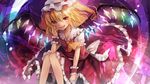 ascot blonde_hair commentary_request fang flandre_scarlet frills hat highres kohaku_muro looking_at_viewer mob_cap open_mouth petticoat puffy_short_sleeves puffy_sleeves red_eyes sash short_sleeves side_ponytail solo touhou wings wrist_cuffs yellow_neckwear 