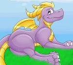  dragon feet horn looking_at_viewer male reptile scalie shiny sirbossy1 smile solo spyro_the_dragon video_games 