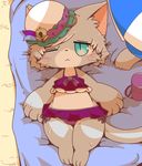  1girl artist_request blue_eyes cat cat_busters furry one_eye_closed solo swimsuit 