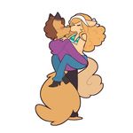  anthro blush canine cute dog duo female fox holding_(disambiguation) hug hybrid kissing male mammal minkmen_(one_piece) wanda_(one_piece) 