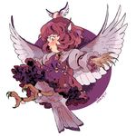  bird_wings blush claws commentary feathered_wings feathers frills harpy hat monster_girl mystia_lorelei petticoat pink_hair rii_abrego short_hair solo tail talons touhou wings 