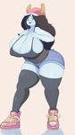  2017 absurd_res adventure_time areola_slip big_breasts breasts cartoon_network clothing cosplay female half-closed_eyes hat hi_res huge_breasts humanoid hyper imago_ic legwear looking_at_viewer mammal marceline_abadeer not_furry open_mouth shorts solo stockings thick_thighs thigh_highs top vampire wide_hips 