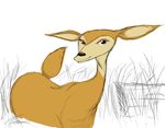  big_butt blue_eyes butt cervine deer female feral giselle hi_res looking_at_viewer mammal open_season pencil_(artwork) practice sketch traditional_media_(artwork) 