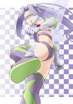  1girl armor artist_request ass blindfold boots bra breasts digimon digimon_frontier fairymon gauntlets kicking long_hair open_mouth panties purple_hair shiny shiny_clothes shiny_hair shiny_skin solo thigh_boots very_long_hair wings 