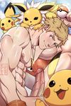  1boy abs blonde_hair character_request erection male_focus muscle penis pokemon pokemon_go solo suyo tagme yaoi 