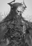  fate/grand_order fate_(series) greyscale hong horns king_hassan_(fate/grand_order) mask monochrome skull skull_mask solo standing 