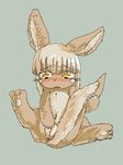  animated anus blush brown_fur cabbit cat feline female fur greentree hair hybrid lagomorph made_in_abyss mammal masturbation nanachi pussy rabbit white_hair yellow_eyes 