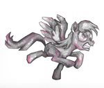 2017 brownbush derp_eyes derpy_hooves_(mlp) equine eyelashes feathered_wings feathers female friendship_is_magic hair hi_res long_hair mammal my_little_pony my_little_pony_the_movie open_mouth pegasus sculpture simple_background solo solo_focus spread_wings statue stone teeth traditional_media_(artwork) watercolor_(artwork) white_background wings 