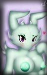  &lt;3 2017 anthro areola big_breasts blush breasts digital_media_(artwork) dragon e-01 female green_nipples horn looking_at_viewer nipples nude purple_eyes reptile scales scalie sharon_(e-01) simple_background smile solo white_body white_scales white_skin 