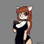  2017 animated anthro areola big_eyes biped black_clothing black_dress black_eyebrows black_nose blush breasts brown_eyes brown_fur brown_hair cervine choker clothed clothing deer digital_media_(artwork) doe_(alfa995) dress eyebrows eyelashes female flashing front_view fur gloves_(marking) grey_background hair long_hair looking_at_viewer loop mammal markings multicolored_fur nipples one_breast_out one_eye_closed pink_nipples pink_tongue short_tail signature simple_background small_tail solo standing tan_fur tan_tail tongue tongue_out white_fur wink zedrin 