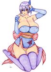  1girl ayane_(doa) breasts dead_or_alive huge_breasts kyo purple_hair red_eyes solo 