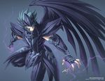  armor bennu_kagaho full_armor hair_between_eyes helmet jesonite male_focus purple_eyes purple_wings saint_seiya saint_seiya:_the_lost_canvas solo spiked_hair wings 