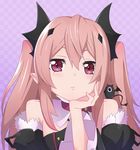  absurdres bare_shoulders blush brown_eyes closed_mouth collarbone eyebrows head_in_hand highres krul_tepes kukie-nyan long_hair owari_no_seraph pointy_ears solo twintails upper_body vampire 