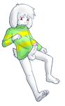  3_toes 4_fingers asriel_dreemurr balls barefoot boss_monster bottomless clothed clothing cub erection fur humanoid_penis male penis raxkiyamato red_eyes retracted_foreskin solo toes uncut undertale video_games white_fur young 