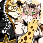  2017 anthro bearlovestiger13 claws clothed clothing clouded_leopard feline fur leopard_cat likulau male mammal muscular nekojishi nipples pecs shu-chi simple_background spots 