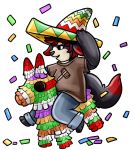  canid canine canis clothed clothing confetti hair hat male mammal pinyata red_hair sombrero venger_makato_(character) wolf 