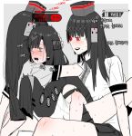  3girls ambiguous_penetration bangs black_dress black_hair black_skirt blush breasts breath brown_eyes collared_shirt cowboy_shot crying crying_with_eyes_open dress eyebrows_visible_through_hair eyes_closed futanari girls_frontline grey_background hair_ornament hairband headgear heavy_breathing highres huqu implied_futanari implied_sex long_hair long_sleeves multiple_girls nyto_mercurows_(girls_frontline) open_mouth paradeus pleated_skirt red_eyes shirt short_sleeves simple_background sitting skirt sleeves_past_fingers sleeves_past_wrists spread_legs streaming_tears sweat tears translation_request white_shirt 