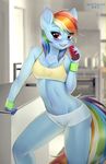  2017 anthro clothing digital_media_(artwork) equine female friendship_is_magic fur hair horse looking_at_viewer mammal multicolored_hair muscular my_little_pony open_mouth pegasus pony rainbow_dash_(mlp) rainbow_hair simple_background smile solo standing tawni_tailwind tongue wings 