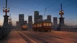  bridge building cable_car city highres night no_humans original scenery seo_tatsuya 