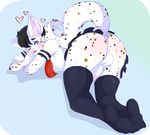  &lt;3 2017 anthro anus balls blue_eyes blush clothing crossed_arms feline girly hair legwear leopard lolzneo male mammal one_eye_closed penis pink_nose rear_view sailor_uniform shirt skirt snow_leopard solo spots thigh_highs wink 