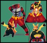  2018 anthro balls big_butt boiful butt clothing cosplay_pikachu cunnilingus digital_media_(artwork) erection fellatio female fur incineroar larger_male licking male male/female mammal nintendo nude oral penis pikachu pikachu_libre pok&eacute;mon pok&eacute;mon_(species) pussy red_fur rodent sex simple_background size_difference smaller_female smile teeth tongue tongue_out vaginal video_games 