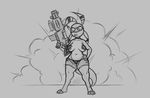  3_toes alien anthro breasts clothed clothing digitigrade female gun holding_object holding_weapon jukani kabrro kila kila_ilo navel nipple_tape pasties ranged_weapon shorts sketch skimpy solo tape toes topless underwear weapon webcomic 